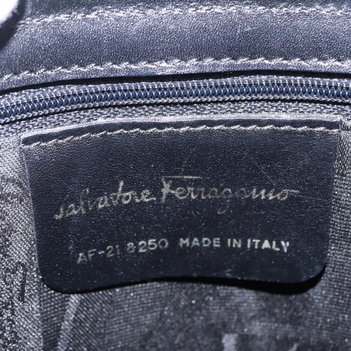 Salvatore Ferragamo Vala Shoulder Bag Leather Black Gold Auth 206057A
