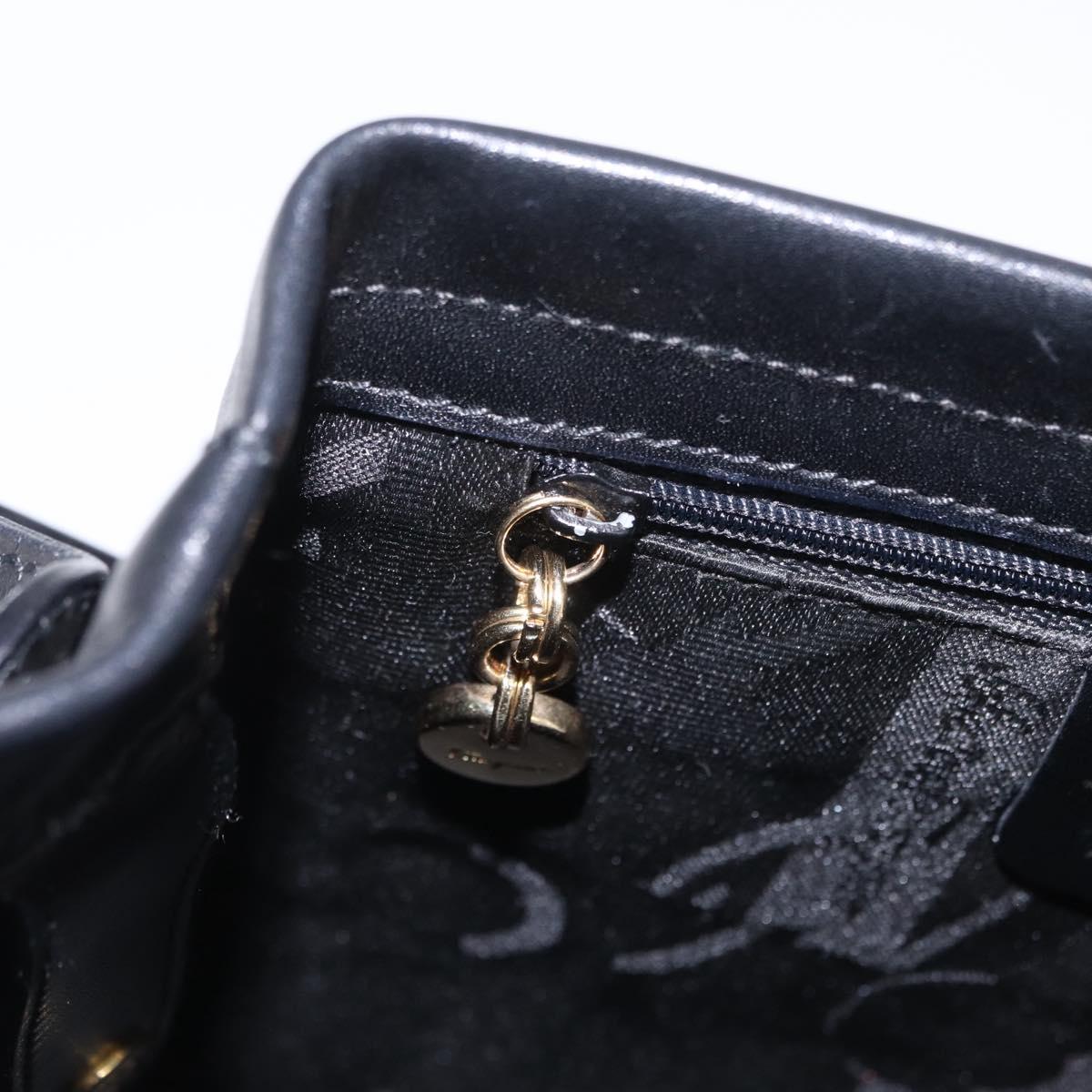 Salvatore Ferragamo Vala Shoulder Bag Leather Black Gold Auth 206057A