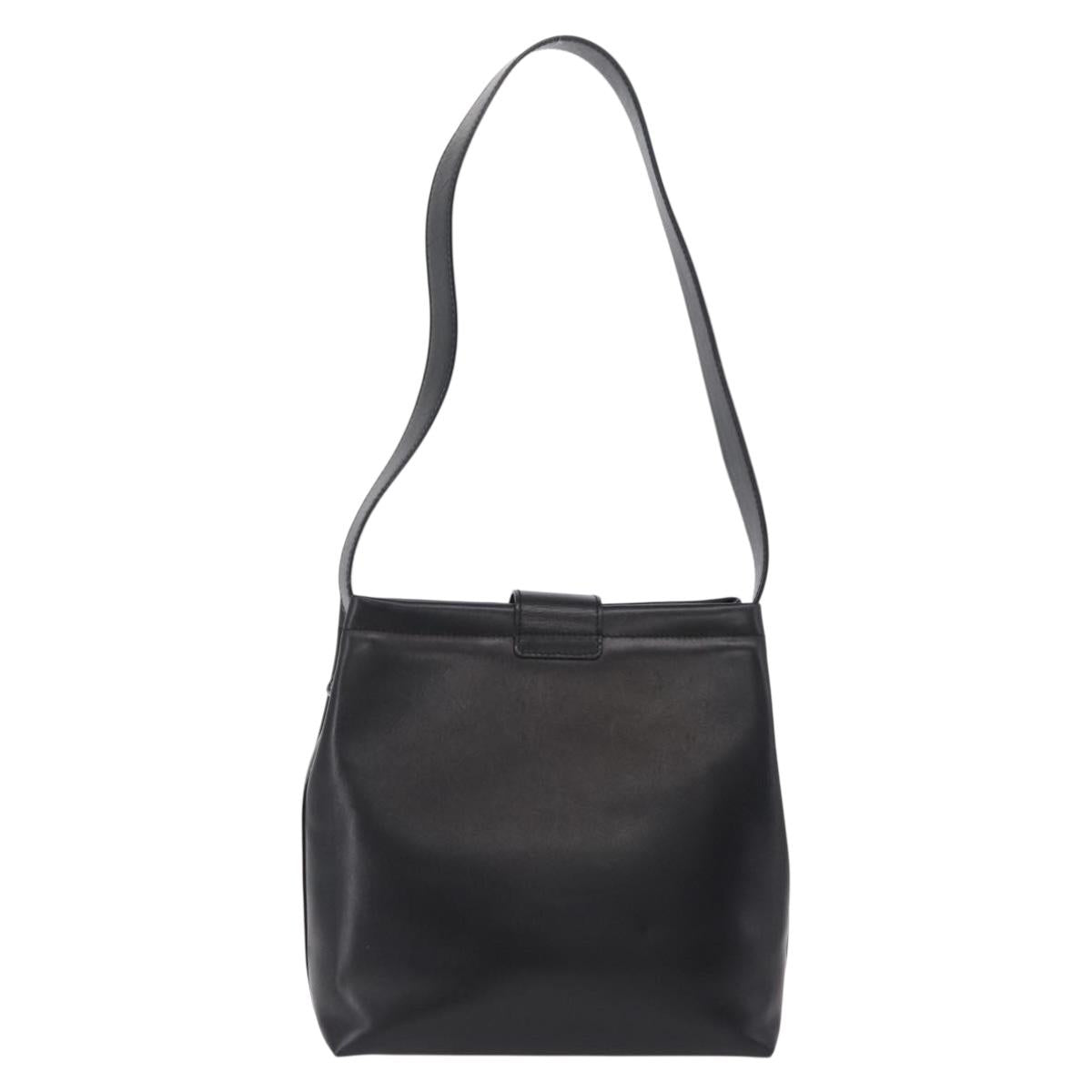 Salvatore Ferragamo Vala Shoulder Bag Leather Black Gold Auth 206057A