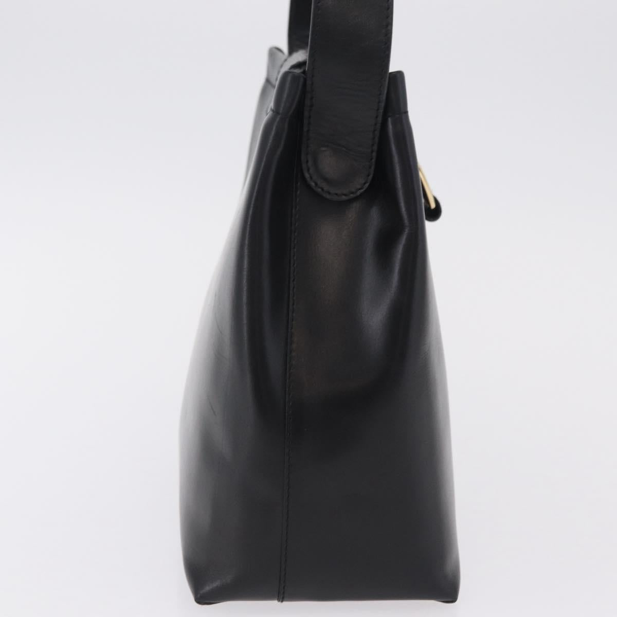 Salvatore Ferragamo Vala Shoulder Bag Leather Black Gold Auth 206057A