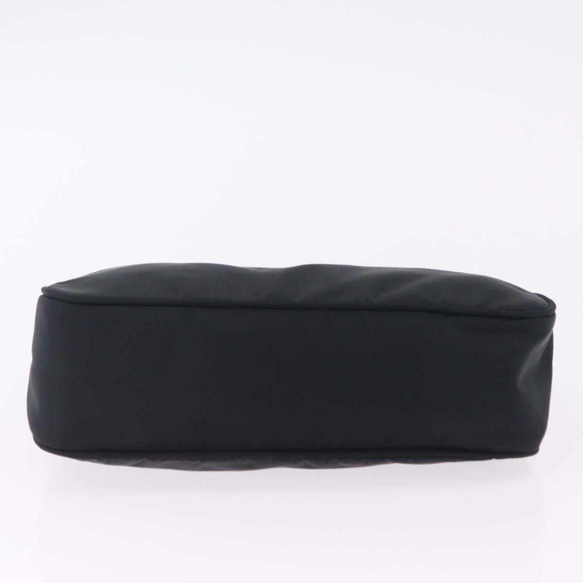 PRADA Hand Pouch Nylon Black Silver Auth 206061V