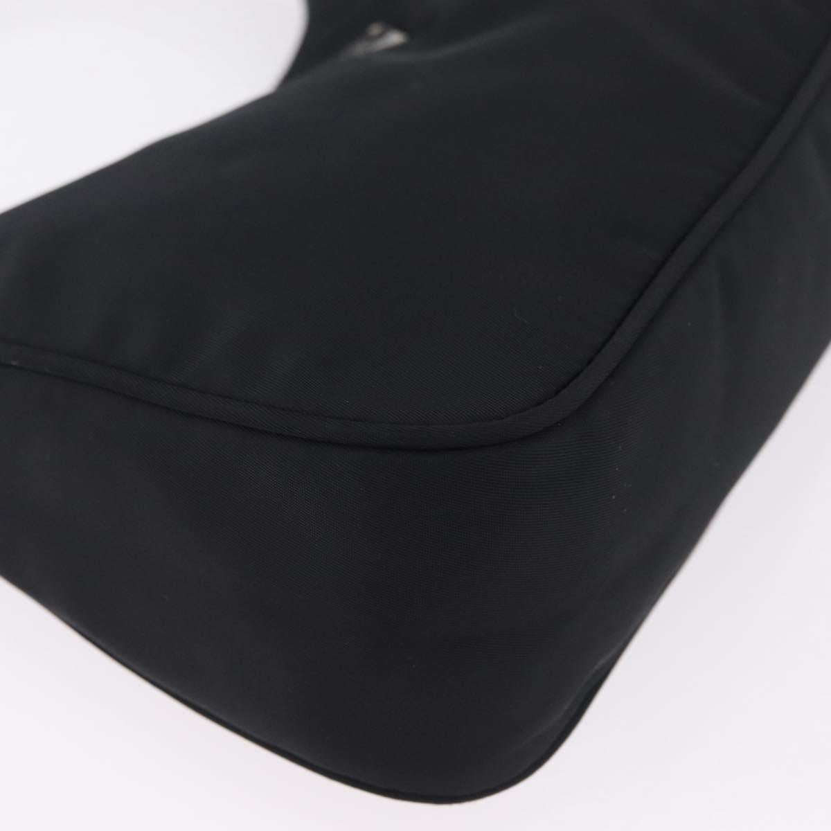 PRADA Hand Pouch Nylon Black Silver Auth 206061V