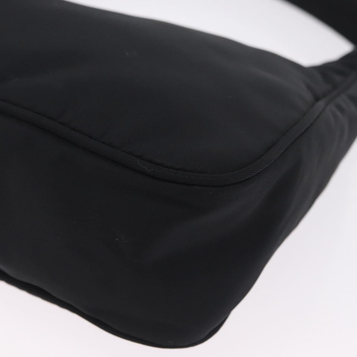 PRADA Hand Pouch Nylon Black Silver Auth 206061V