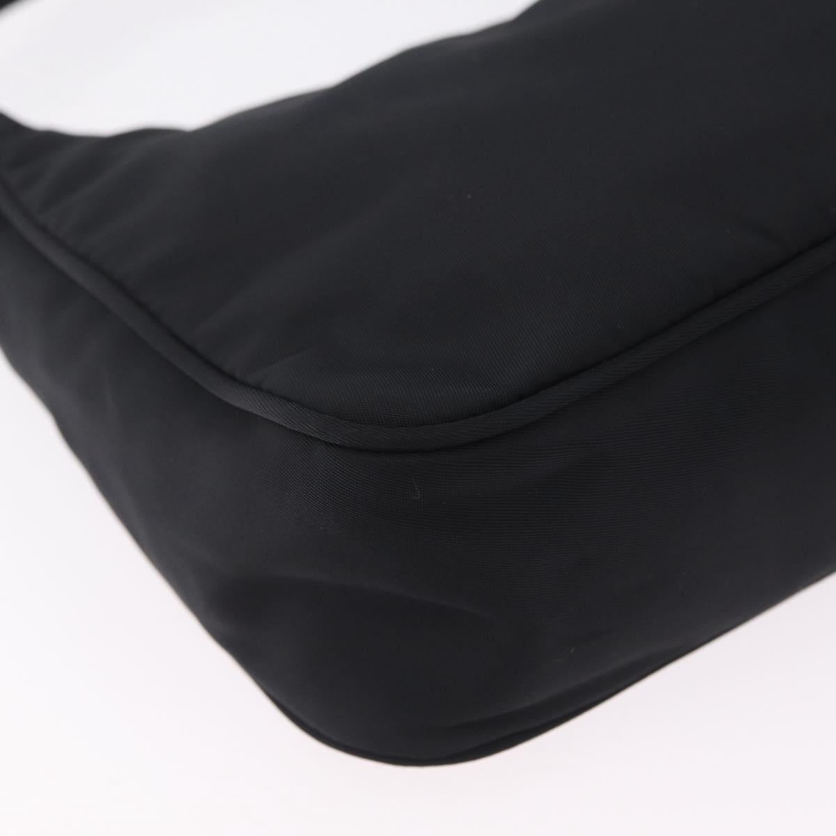 PRADA Hand Pouch Nylon Black Silver Auth 206061V