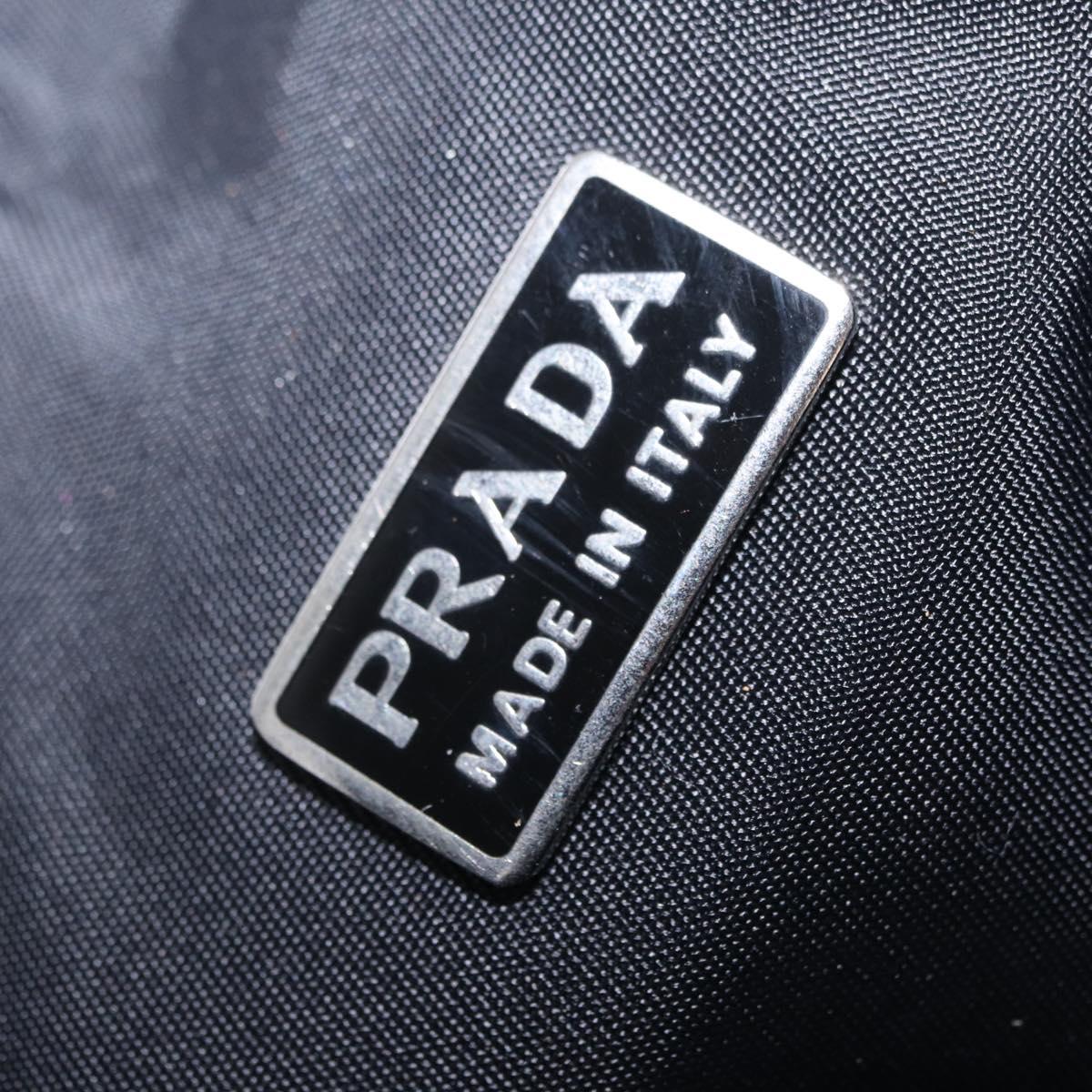 PRADA Hand Pouch Nylon Black Silver Auth 206061V