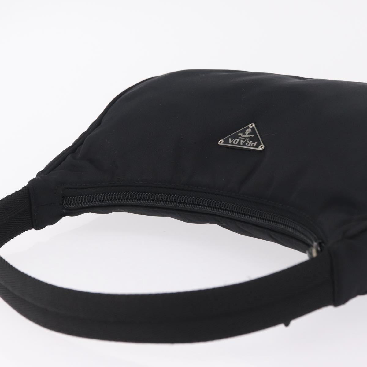 PRADA Hand Pouch Nylon Black Silver Auth 206061V