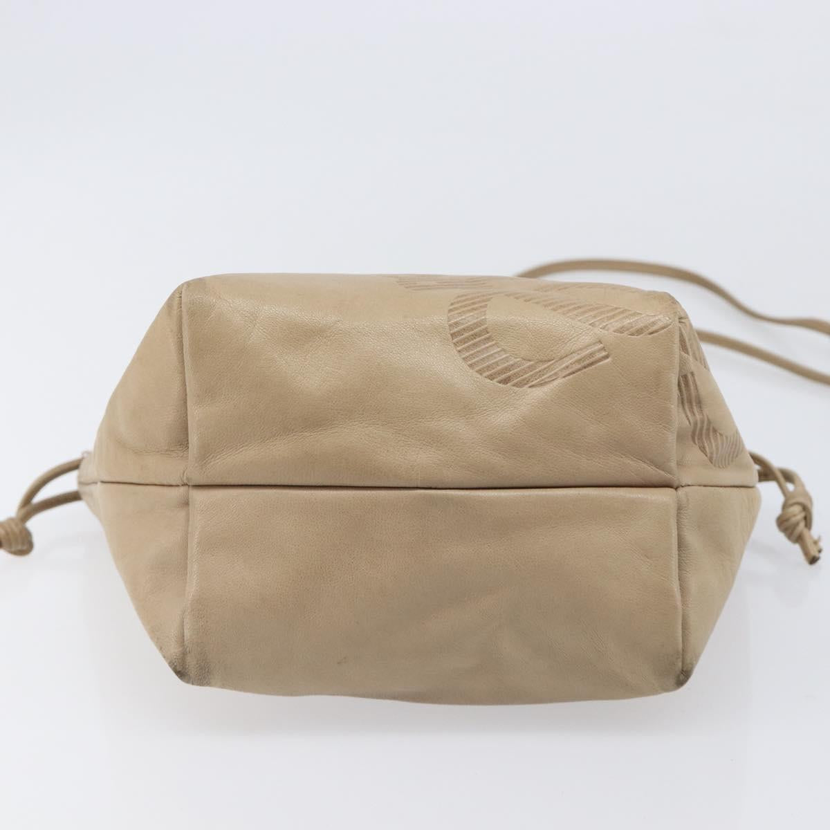 LOEWE Shoulder Bag Leather Beige Gold Auth 206062