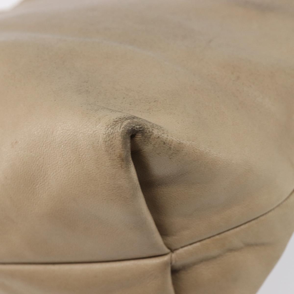LOEWE Shoulder Bag Leather Beige Gold Auth 206062