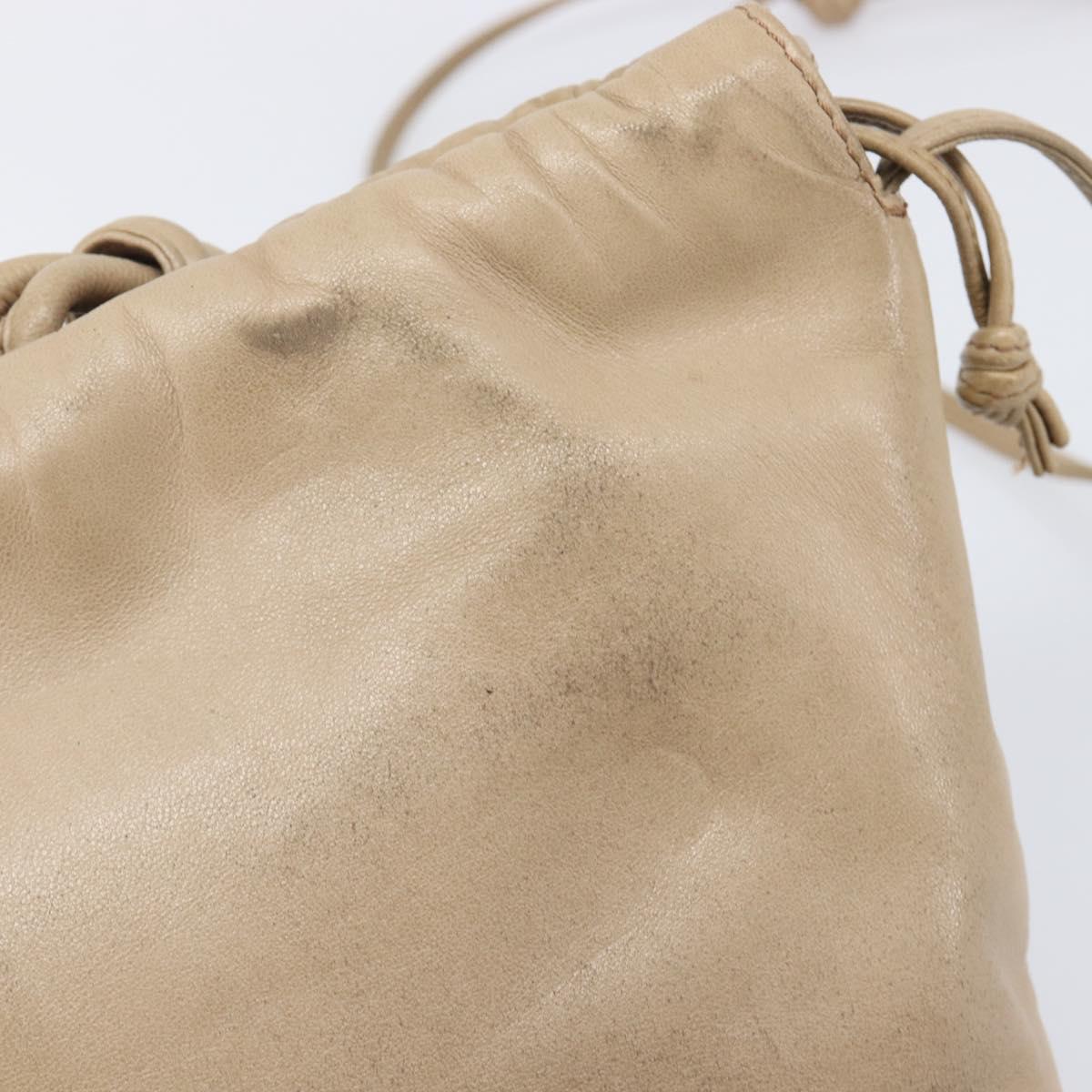 LOEWE Shoulder Bag Leather Beige Gold Auth 206062