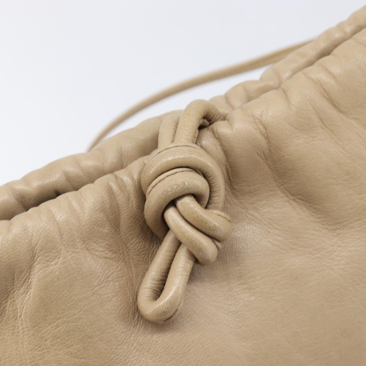 LOEWE Shoulder Bag Leather Beige Gold Auth 206062