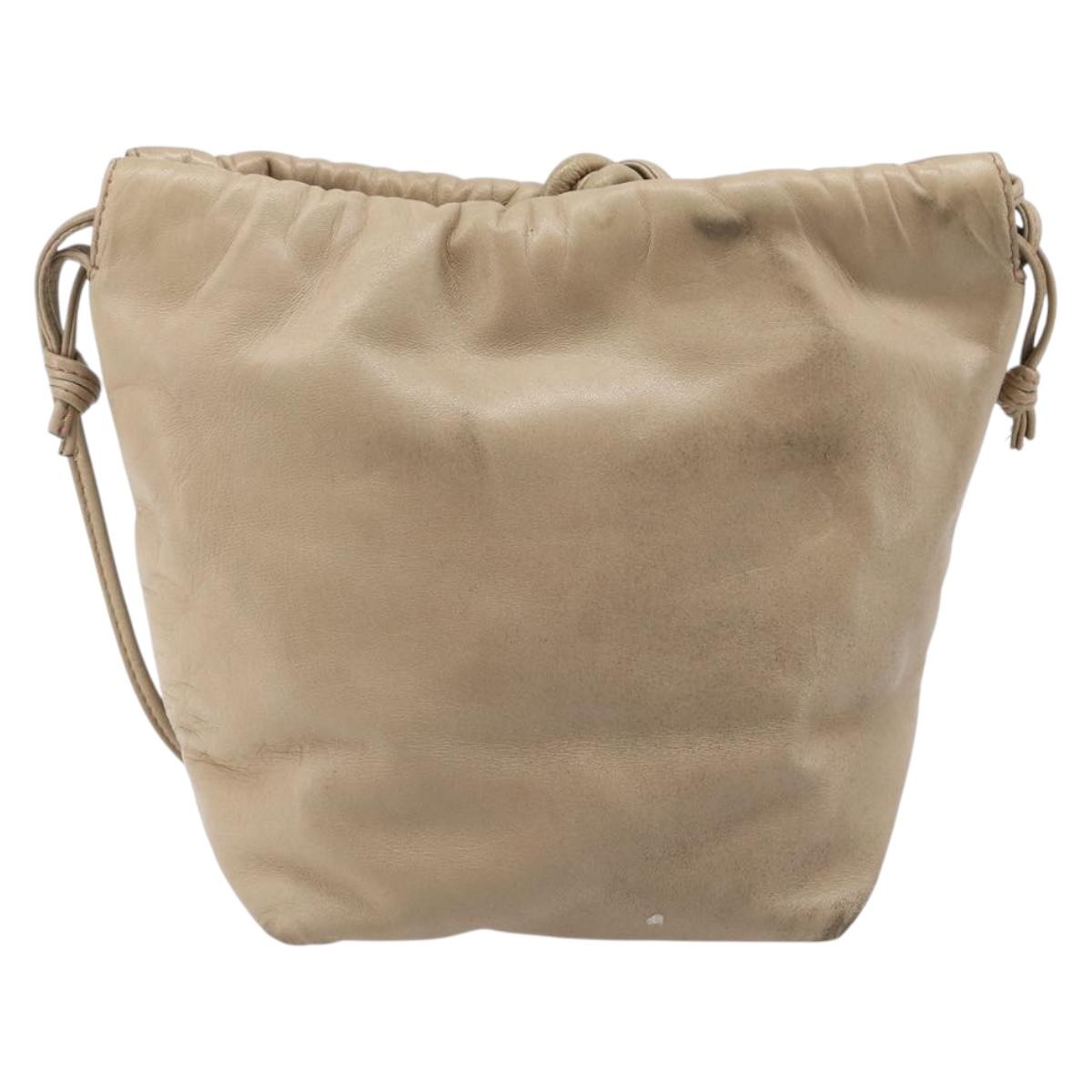 LOEWE Shoulder Bag Leather Beige Gold Auth 206062