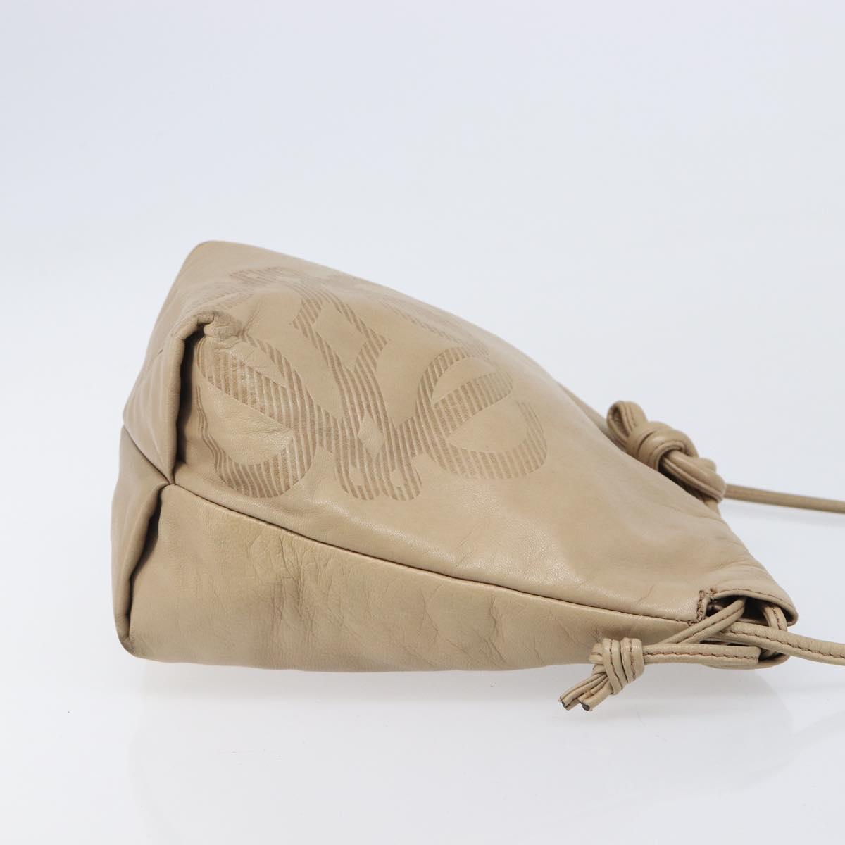 LOEWE Shoulder Bag Leather Beige Gold Auth 206062