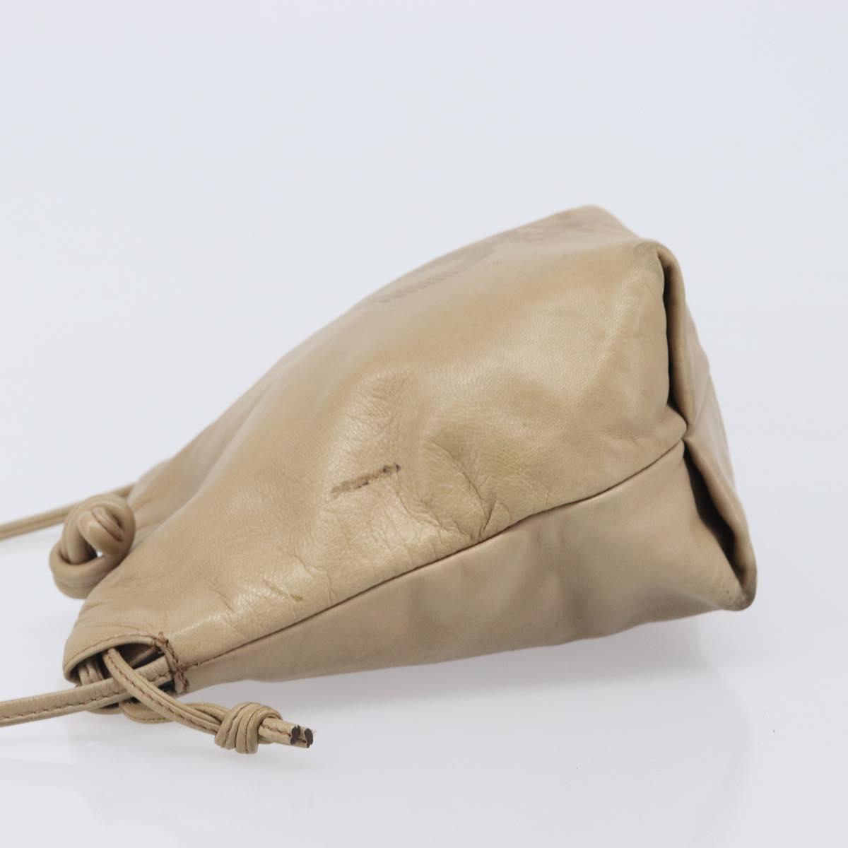LOEWE Shoulder Bag Leather Beige Gold Auth 206062