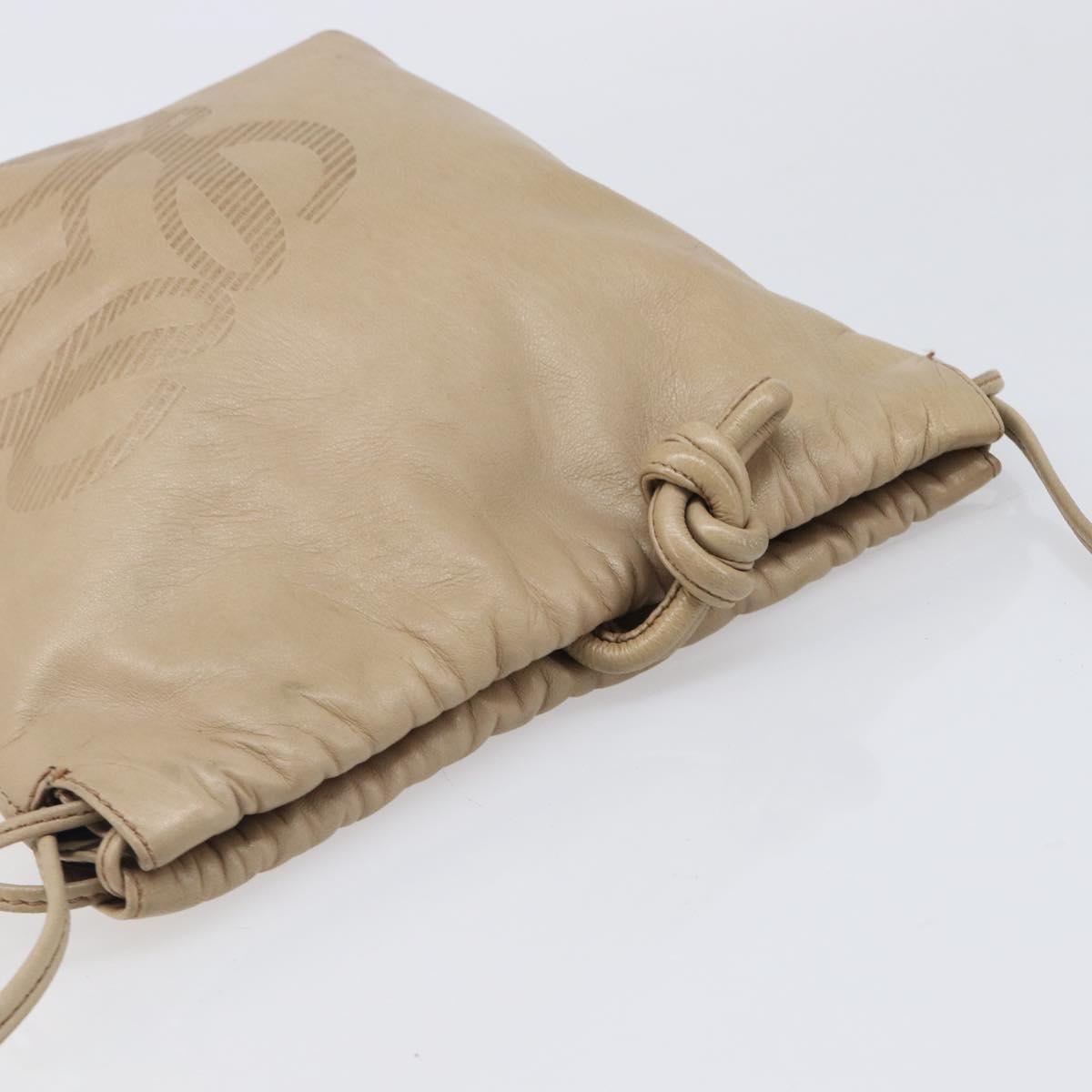 LOEWE Shoulder Bag Leather Beige Gold Auth 206062