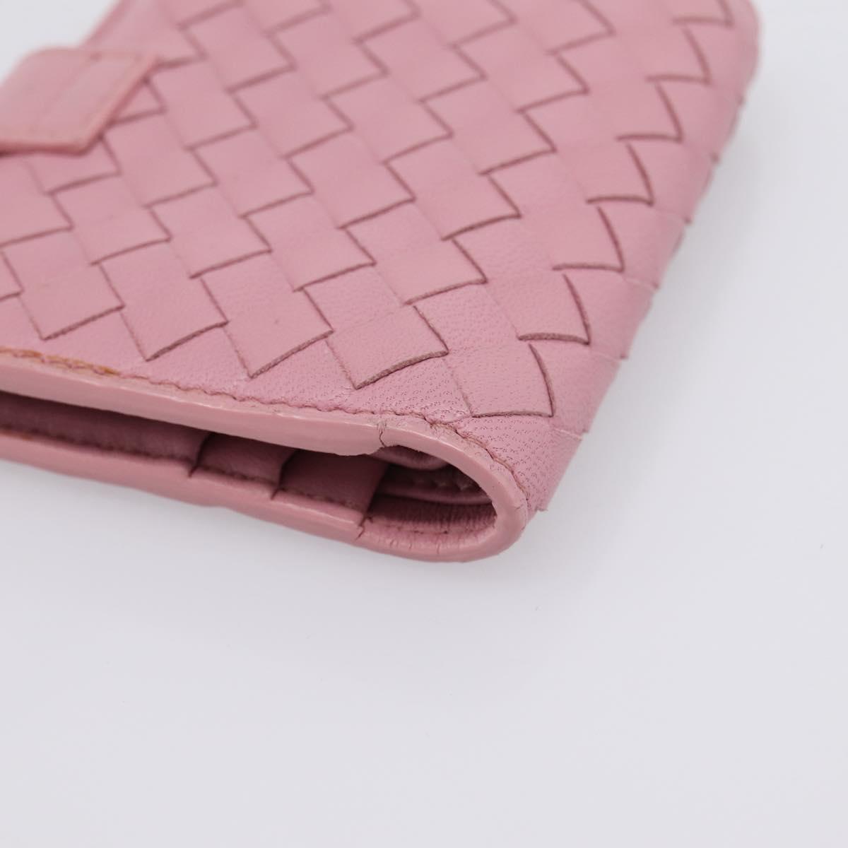 BOTTEGA VENETA INTRECCIATO Compact Wallet Leather Pink Auth 206065V