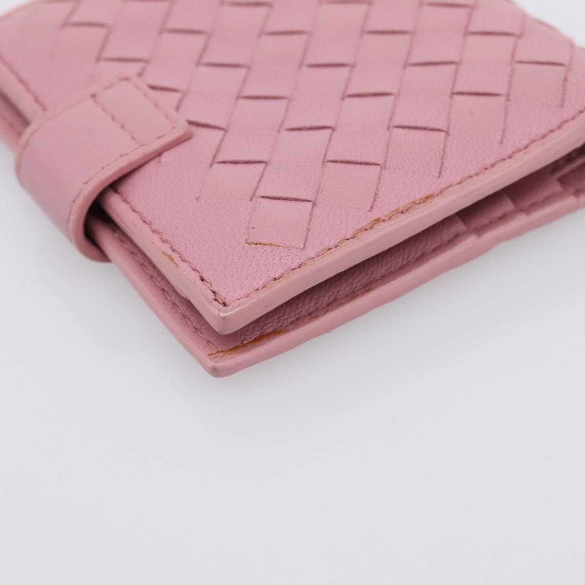 BOTTEGA VENETA INTRECCIATO Compact Wallet Leather Pink Auth 206065V