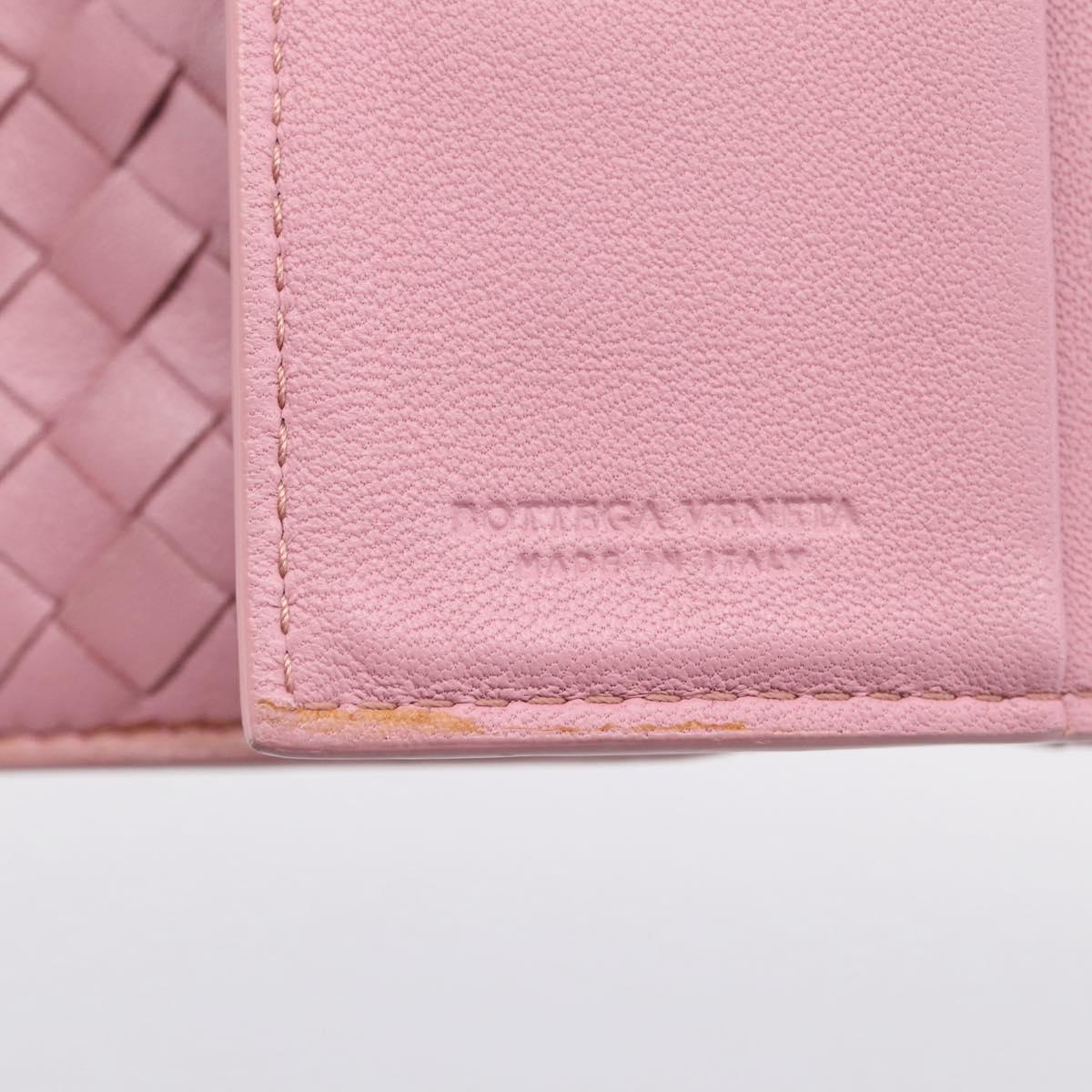 BOTTEGA VENETA INTRECCIATO Compact Wallet Leather Pink Auth 206065V