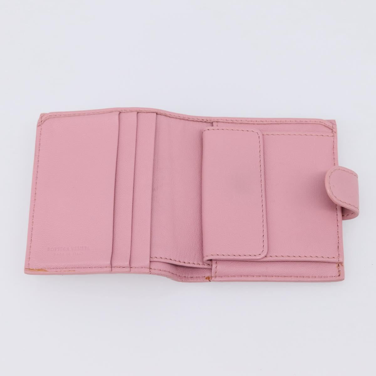 BOTTEGA VENETA INTRECCIATO Compact Wallet Leather Pink Auth 206065V