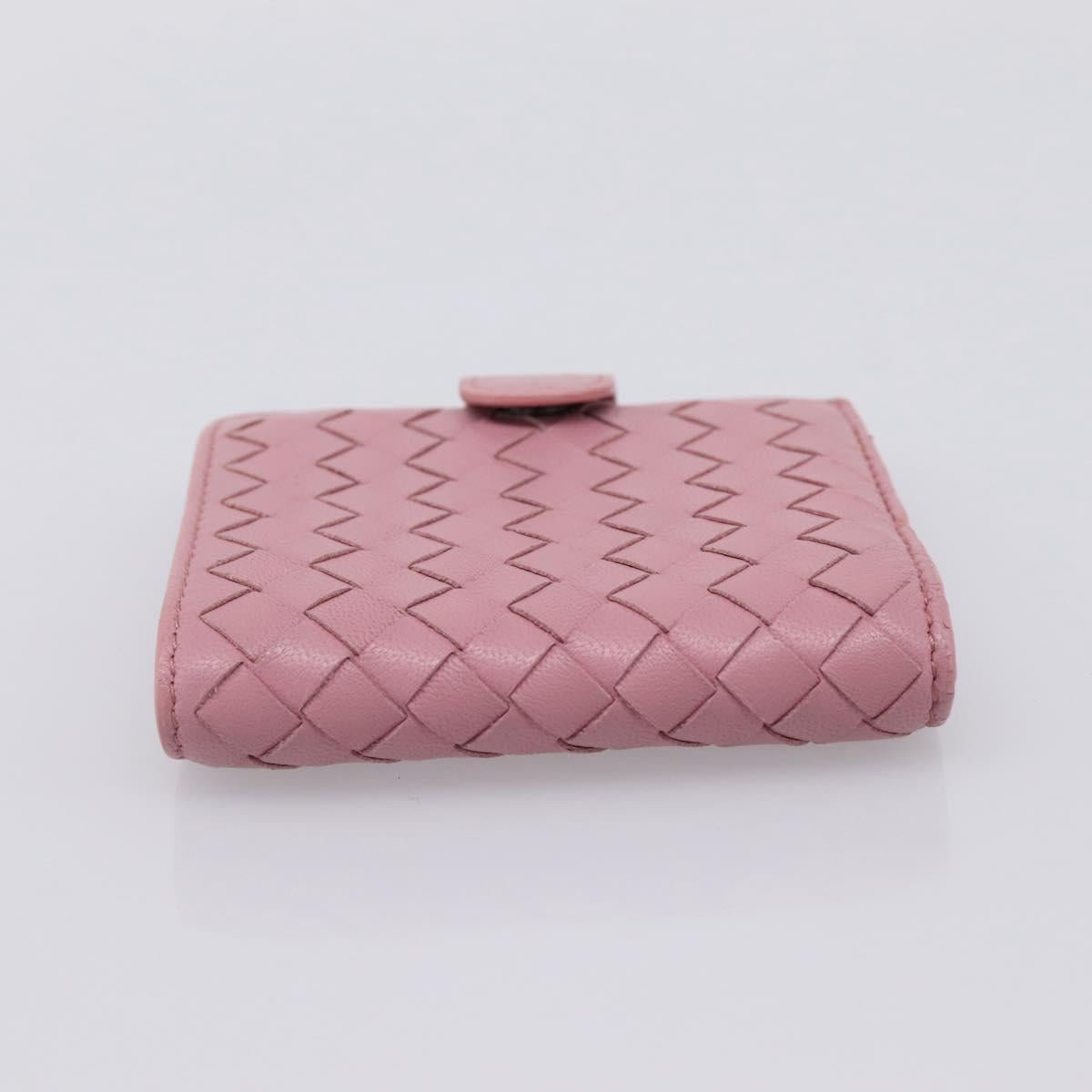 BOTTEGA VENETA INTRECCIATO Compact Wallet Leather Pink Auth 206065V