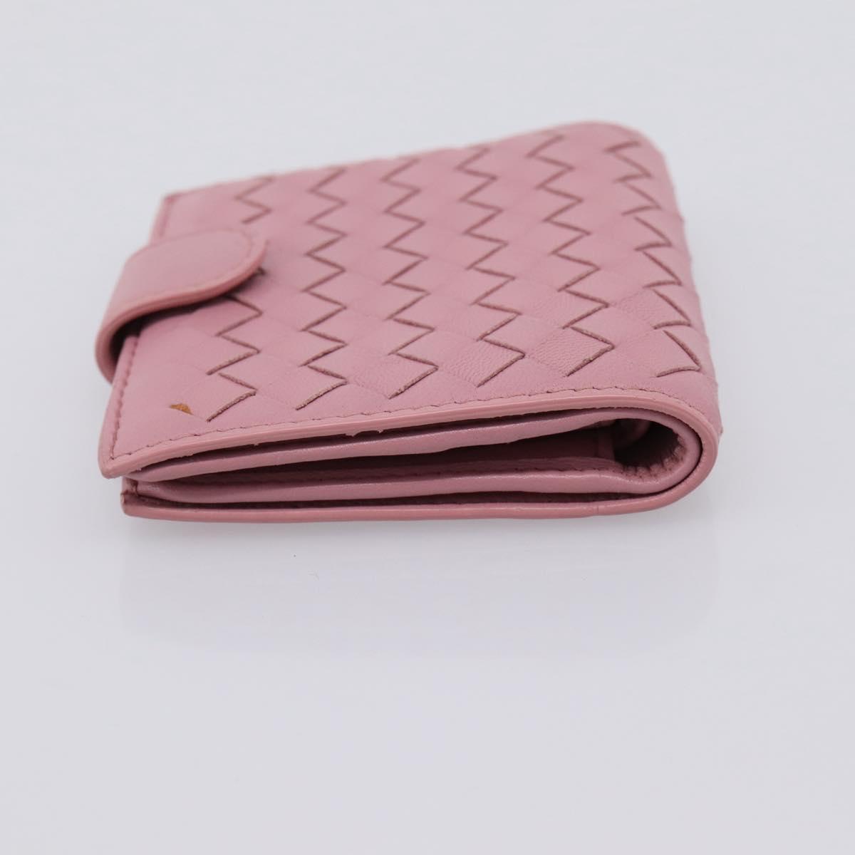 BOTTEGA VENETA INTRECCIATO Compact Wallet Leather Pink Auth 206065V