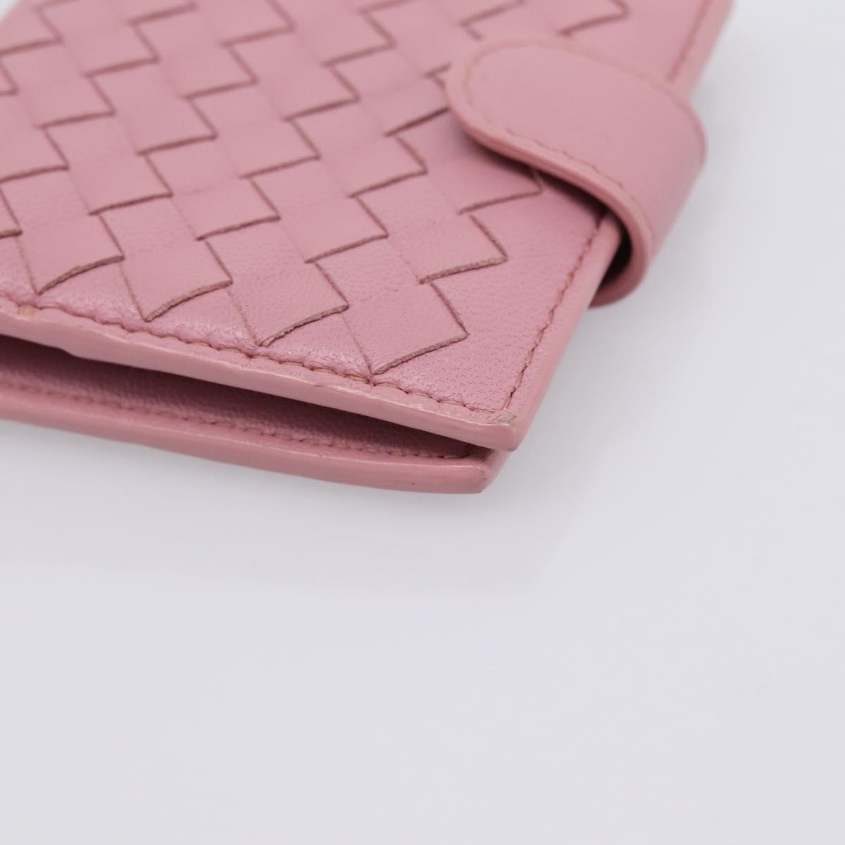 BOTTEGA VENETA INTRECCIATO Compact Wallet Leather Pink Auth 206065V