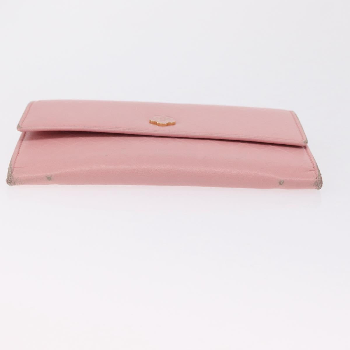 CHANEL Wallet Leather Pink Gold CC Auth 206066