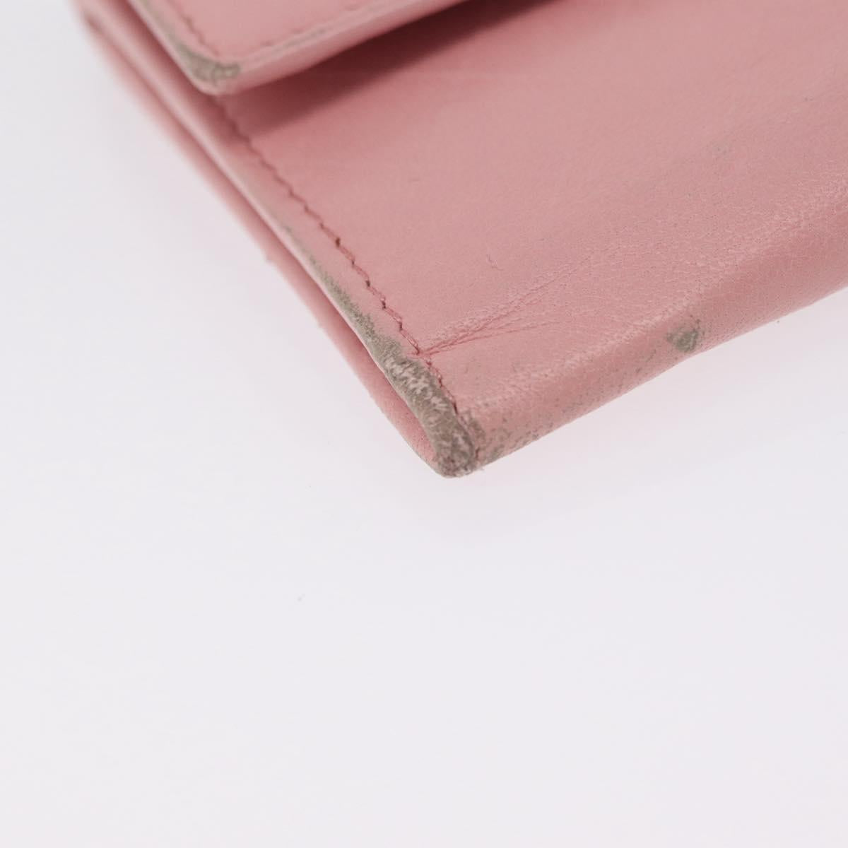 CHANEL Wallet Leather Pink Gold CC Auth 206066