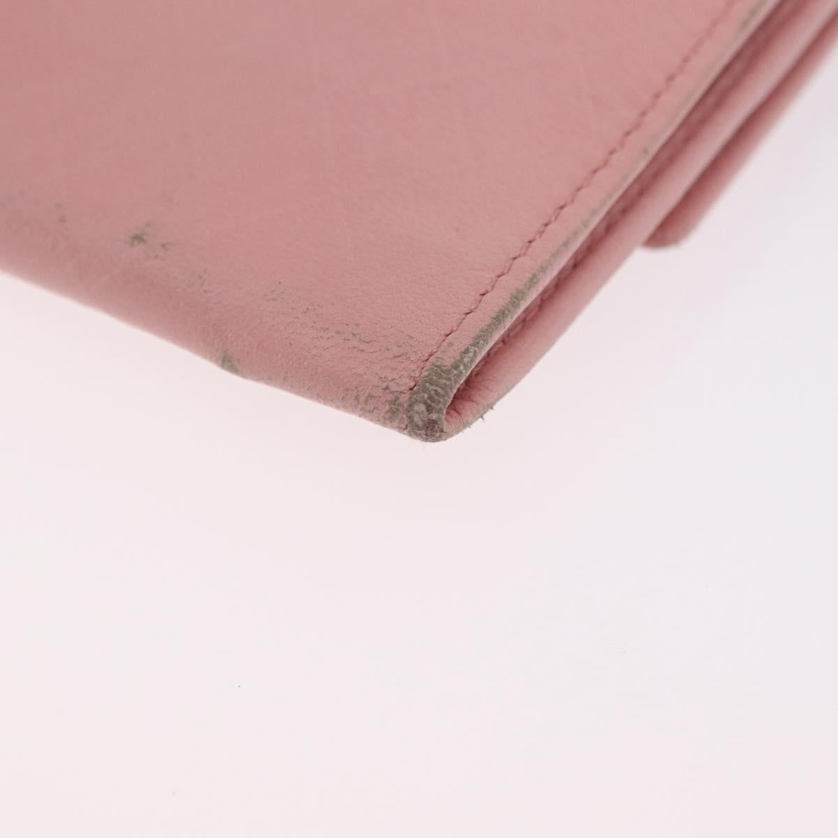 CHANEL Wallet Leather Pink Gold CC Auth 206066