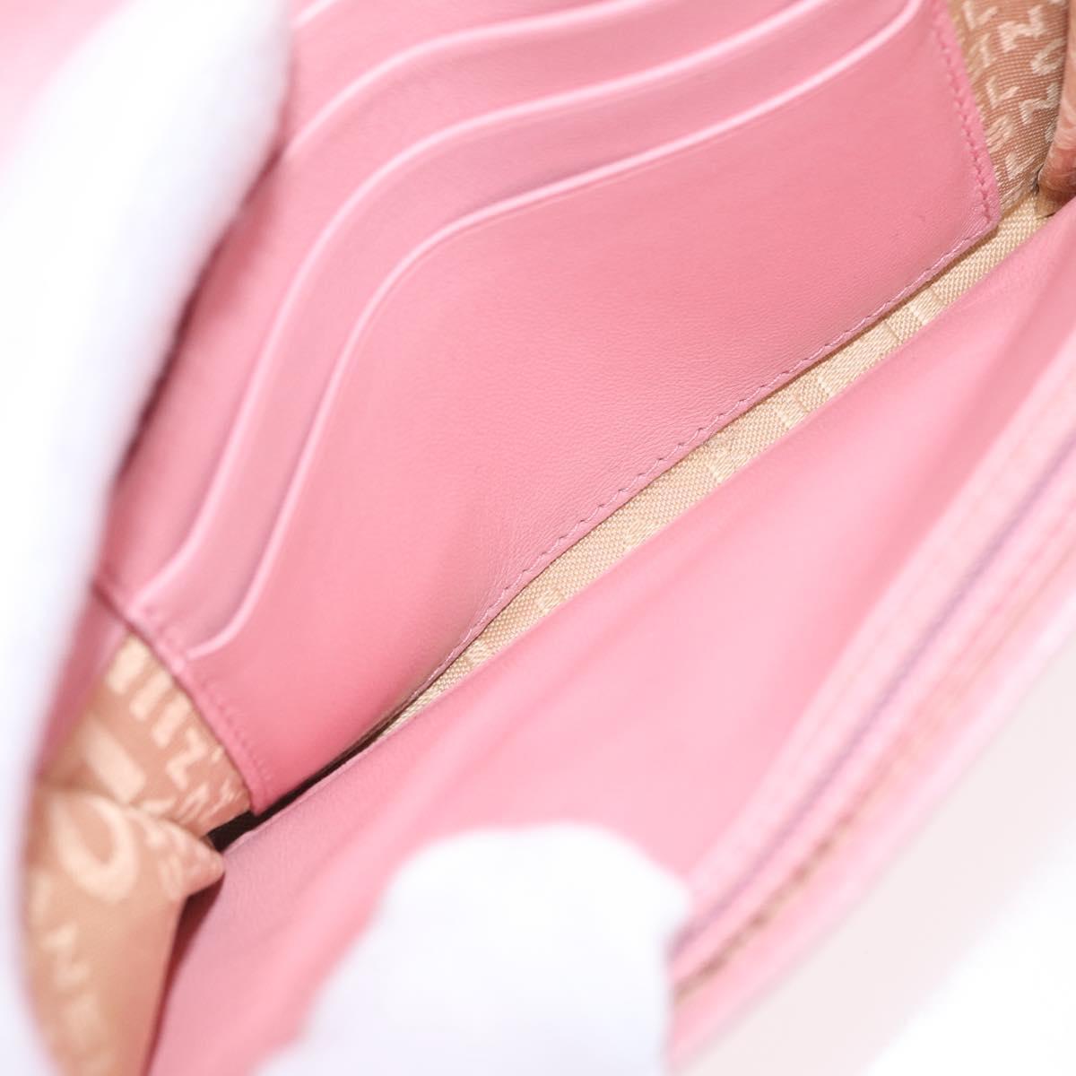 CHANEL Wallet Leather Pink Gold CC Auth 206066