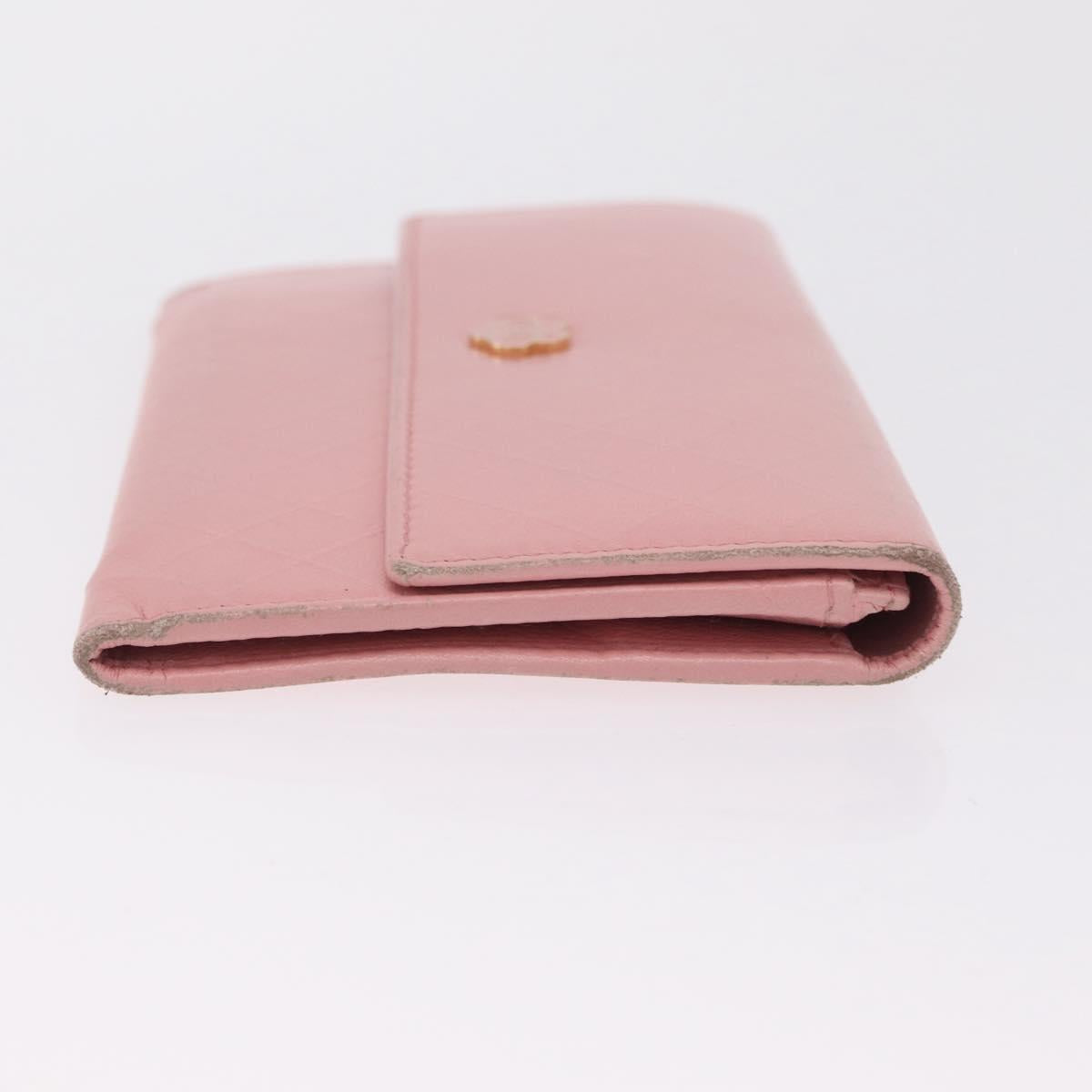 CHANEL Wallet Leather Pink Gold CC Auth 206066