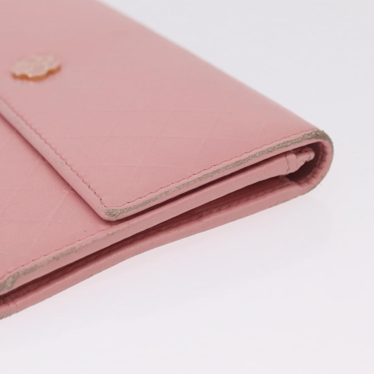 CHANEL Wallet Leather Pink Gold CC Auth 206066