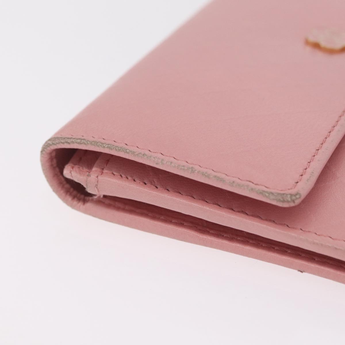 CHANEL Wallet Leather Pink Gold CC Auth 206066