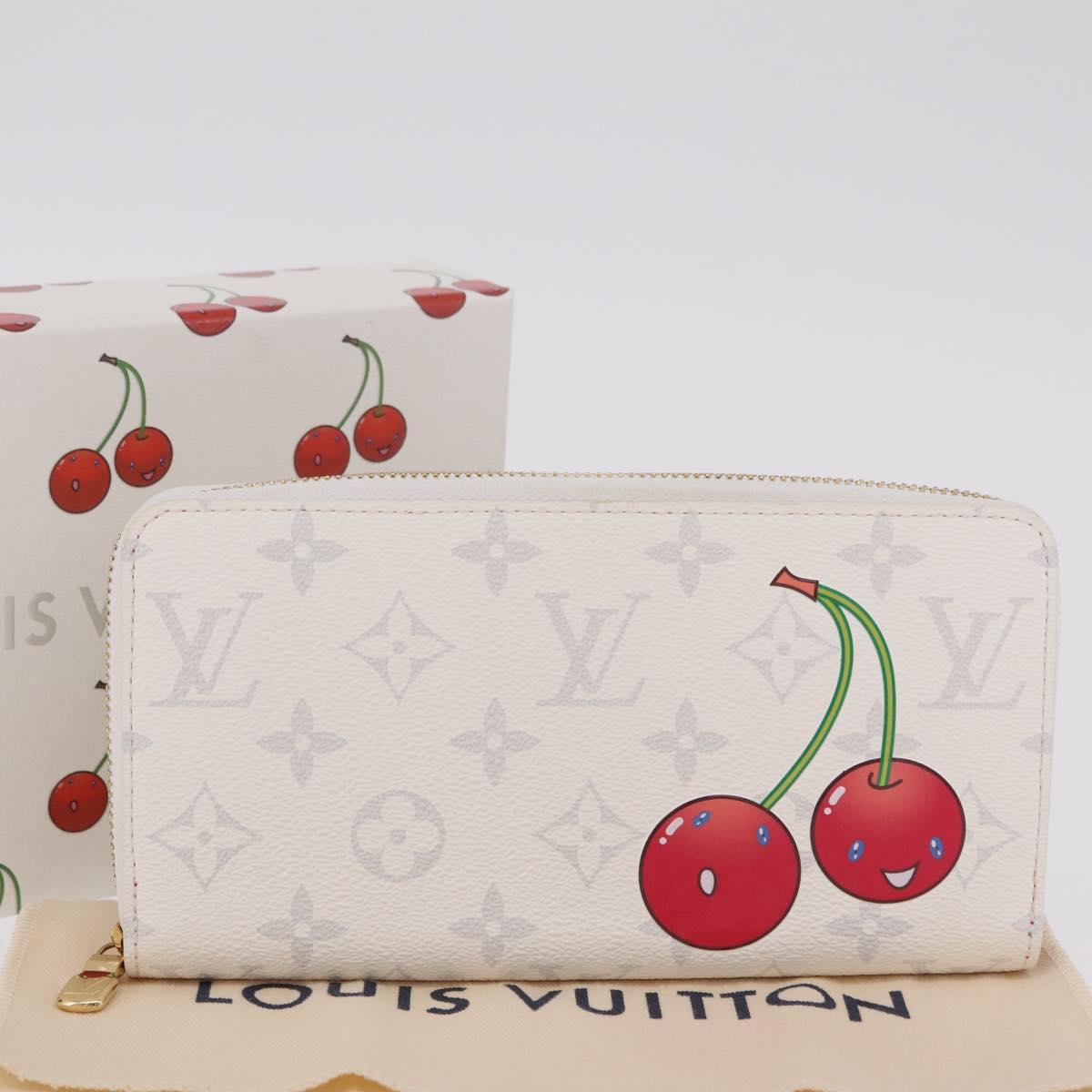 LOUIS VUITTON Monogram Cherry Zippy Long Wallet White M14240 LV Auth 206069SAM