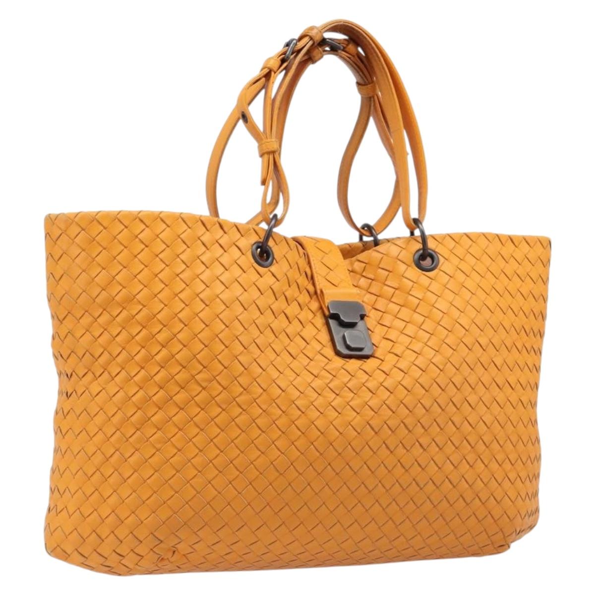 BOTTEGA VENETA INTRECCIATO Capri Tote Bag Leather Orange Auth 206070V