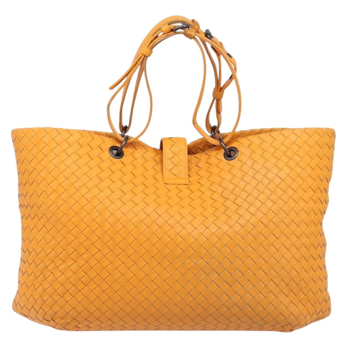 BOTTEGA VENETA INTRECCIATO Capri Tote Bag Leather Orange Auth 206070V