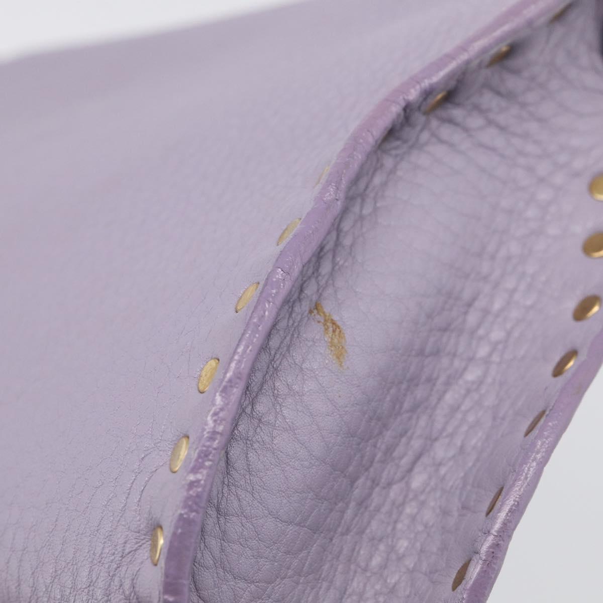 CELINE Shoulder Bag Leather Purple Gold Tone Auth 206072V