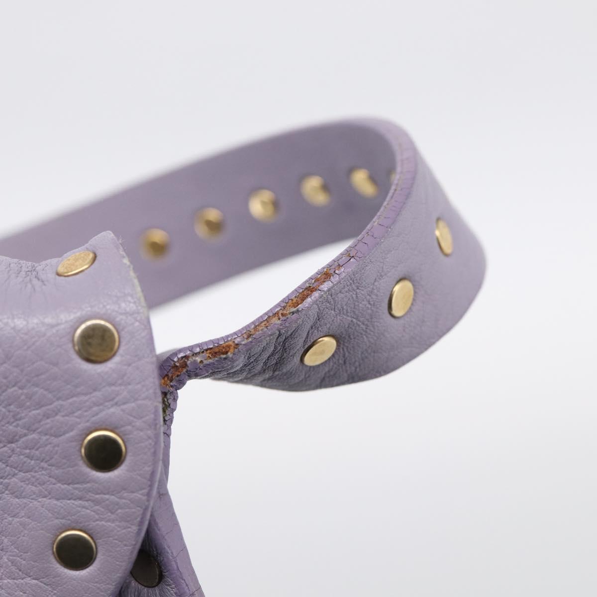 CELINE Shoulder Bag Leather Purple Gold Tone Auth 206072V