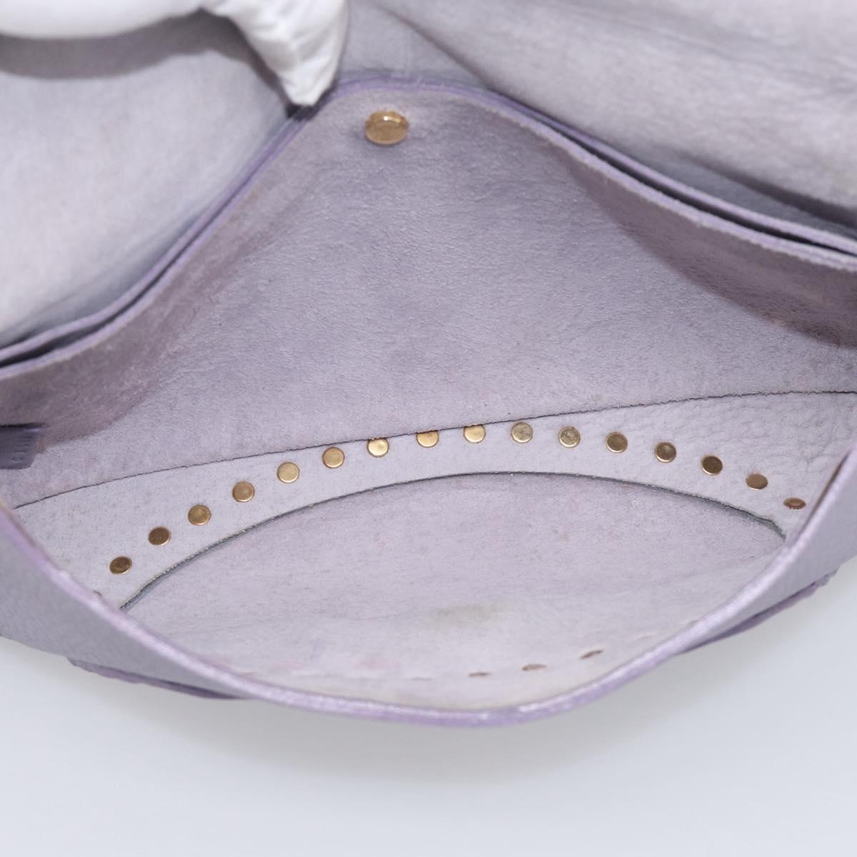 CELINE Shoulder Bag Leather Purple Gold Tone Auth 206072V