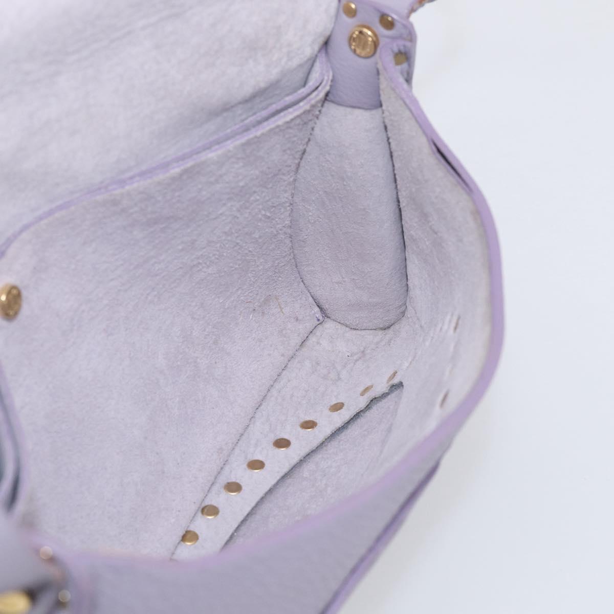 CELINE Shoulder Bag Leather Purple Gold Tone Auth 206072V