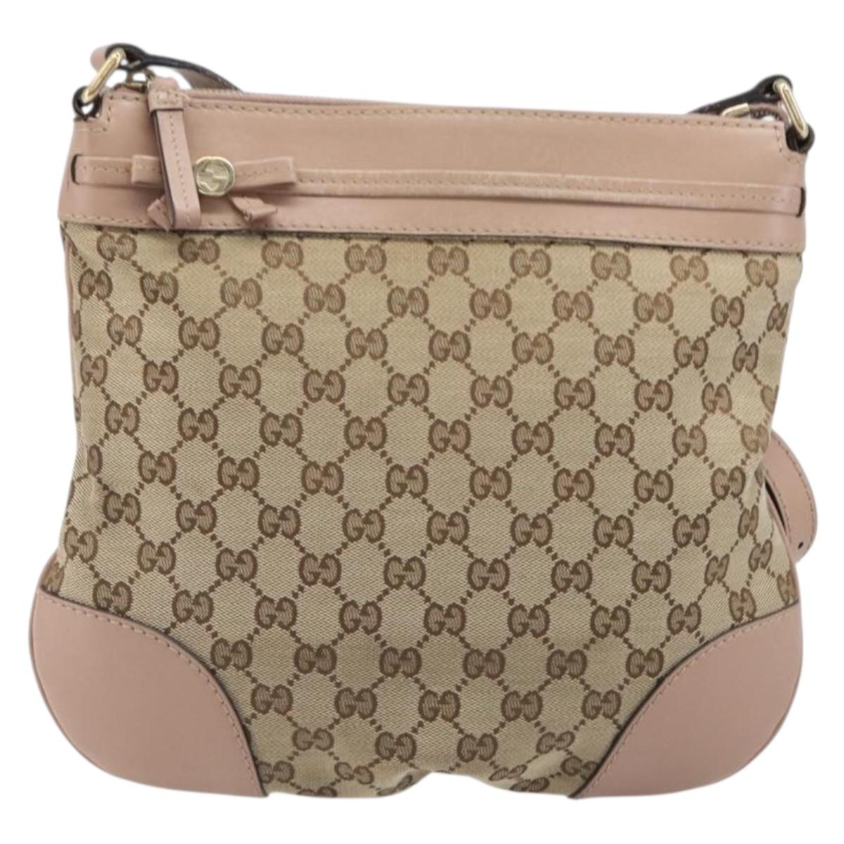 GUCCI GG Canvas Mayfair Shoulder Bag Beige Gold 257065 Auth 206073V