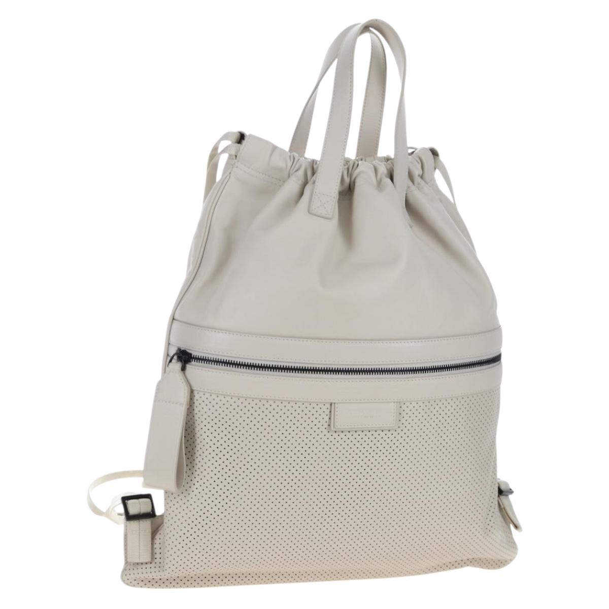 BOTTEGA VENETA Backpack Leather 2way Ivory Auth 206074V