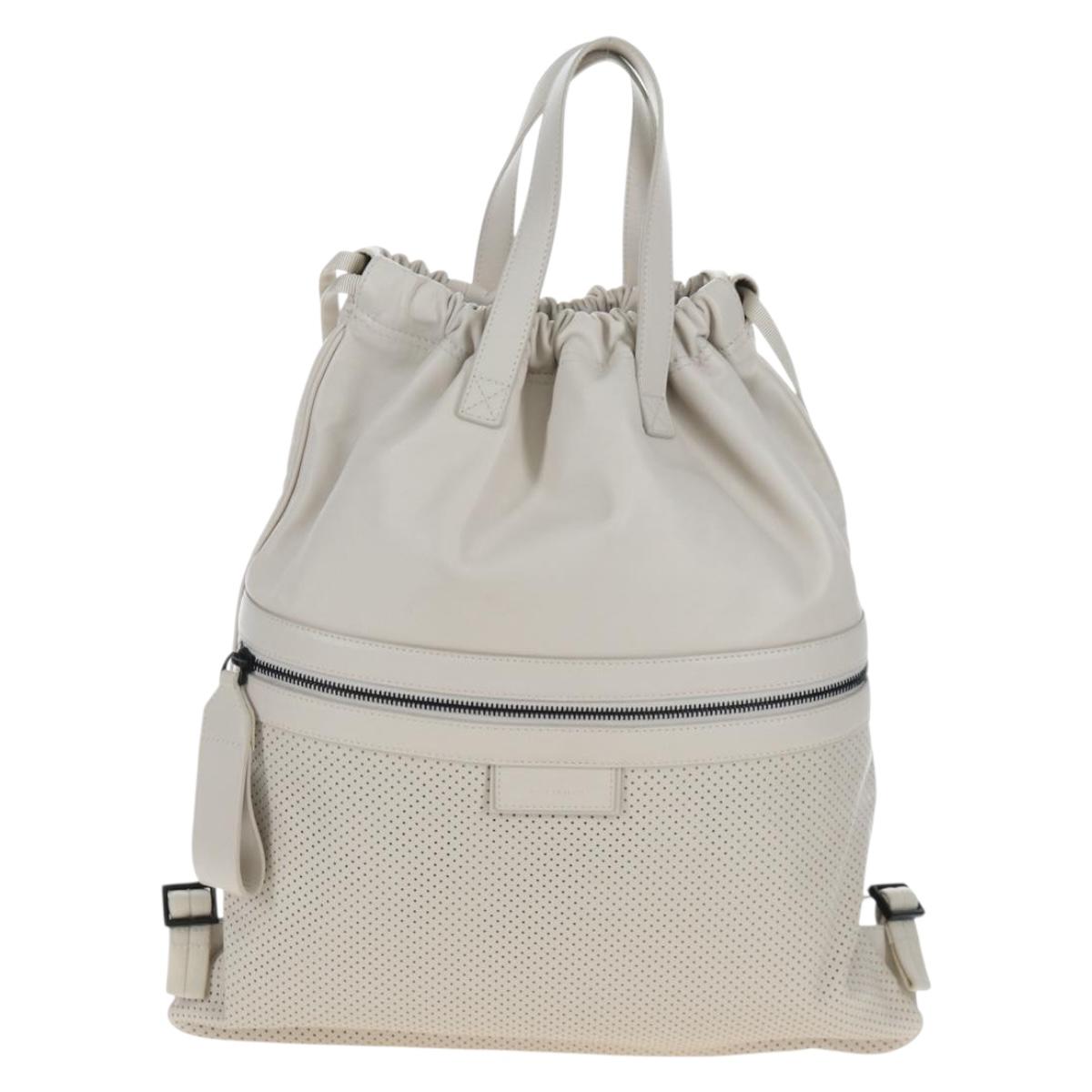 BOTTEGA VENETA Backpack Leather 2way Ivory Auth 206074V