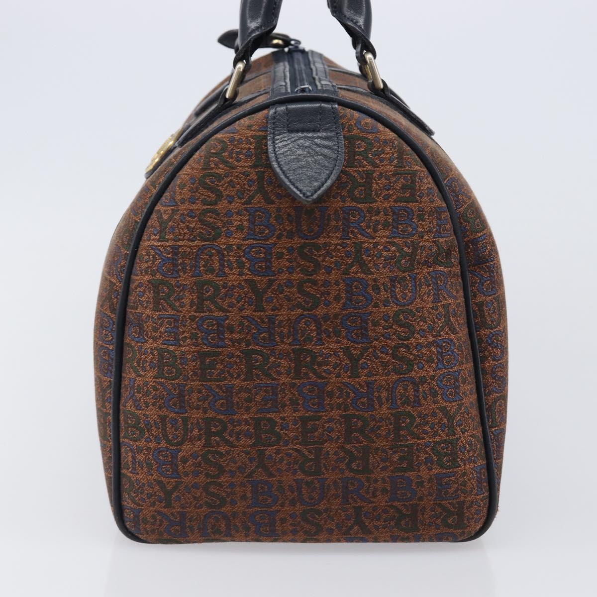 Burberrys Boston Bag Canvas Gold Brown Auth 206076A