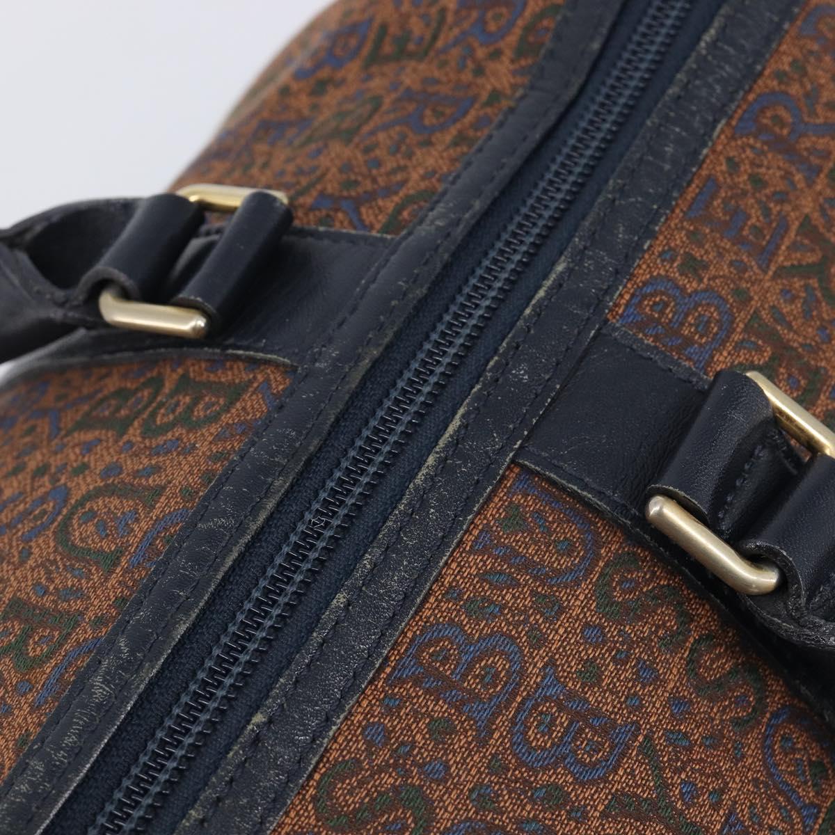 Burberrys Boston Bag Canvas Gold Brown Auth 206076A