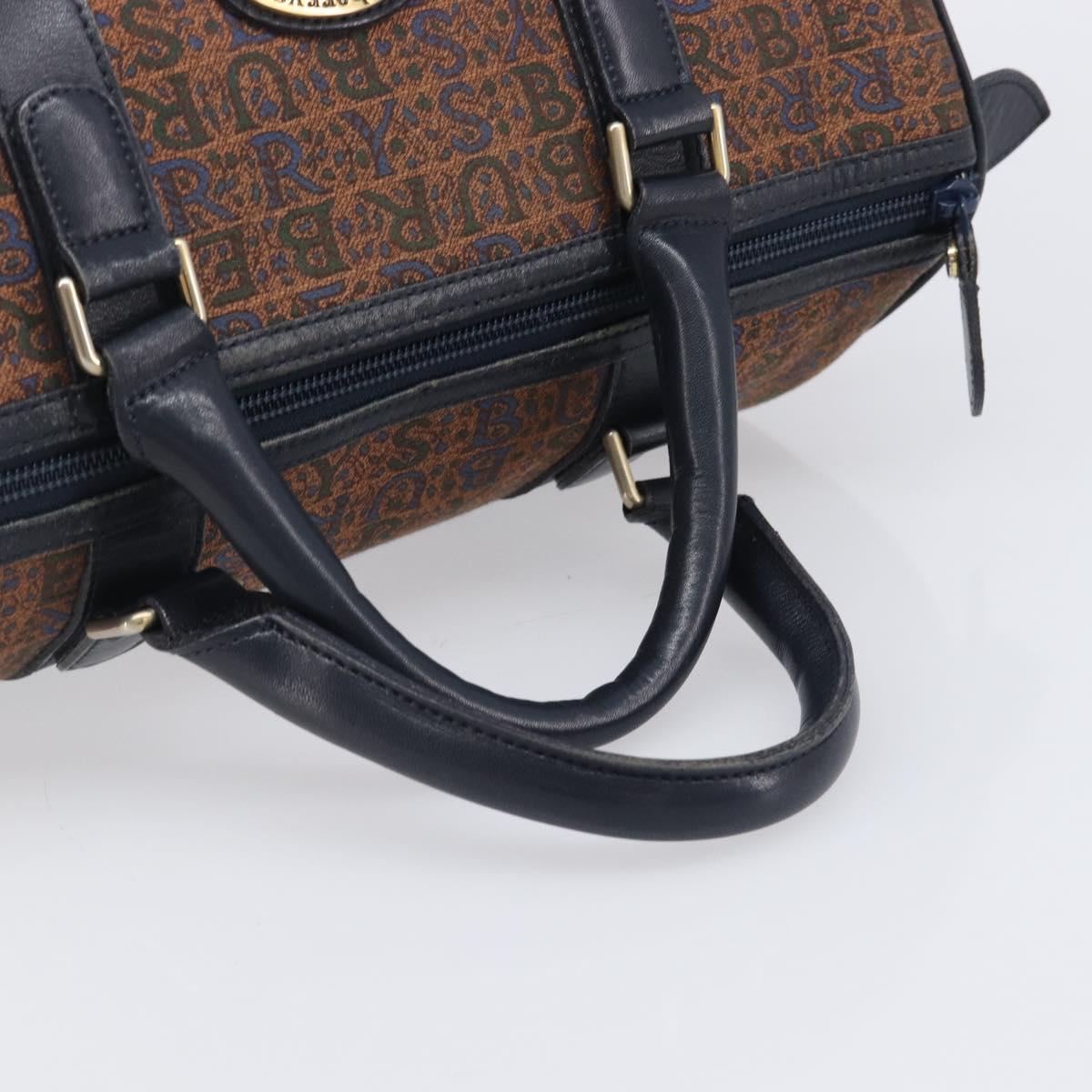 Burberrys Boston Bag Canvas Gold Brown Auth 206076A