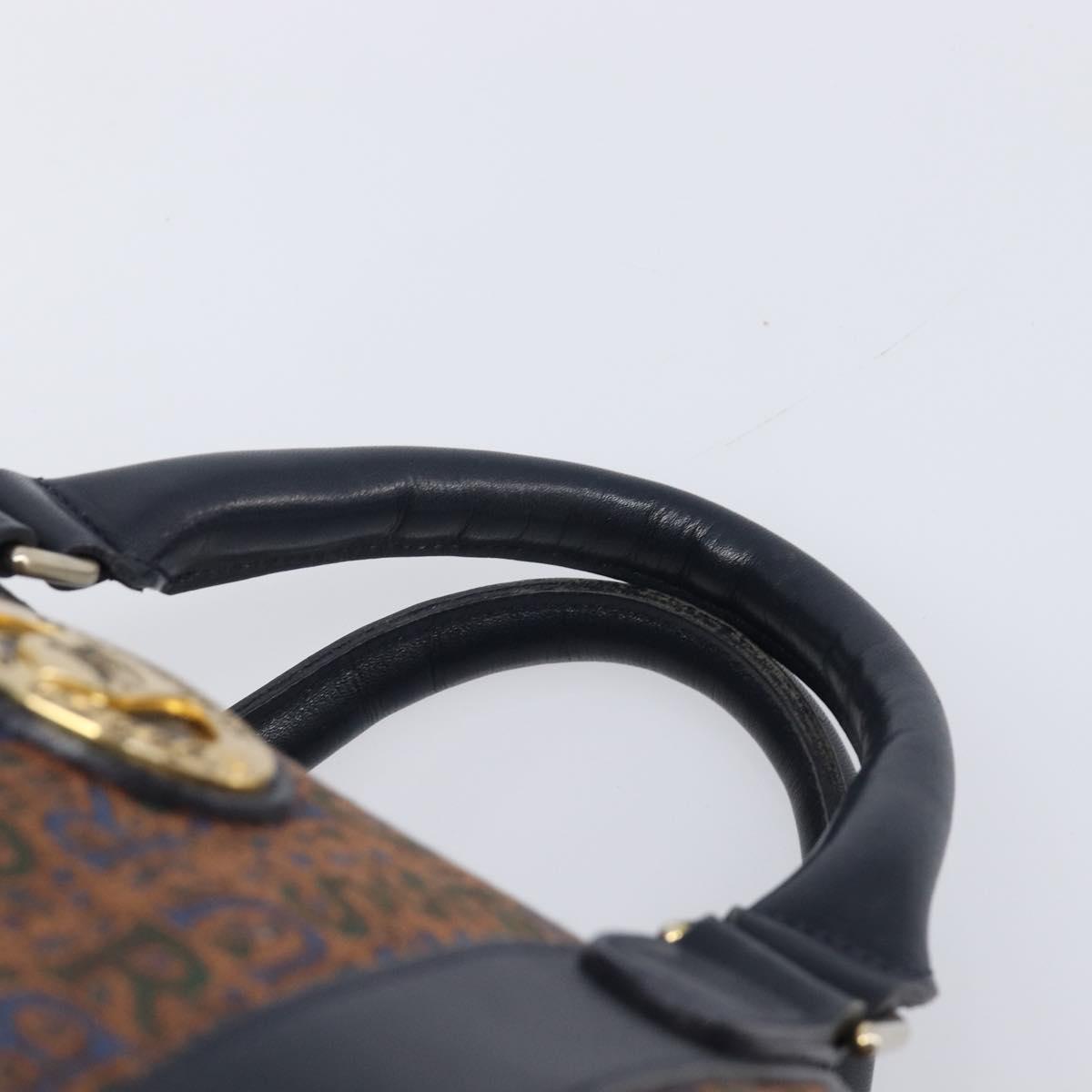 Burberrys Boston Bag Canvas Gold Brown Auth 206076A