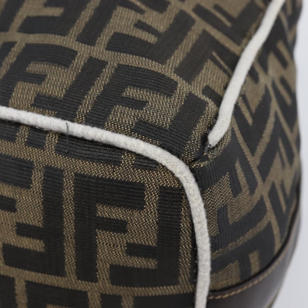 FENDI Zucca Canvas Vanity Hand Bag Black Brown Auth 206079