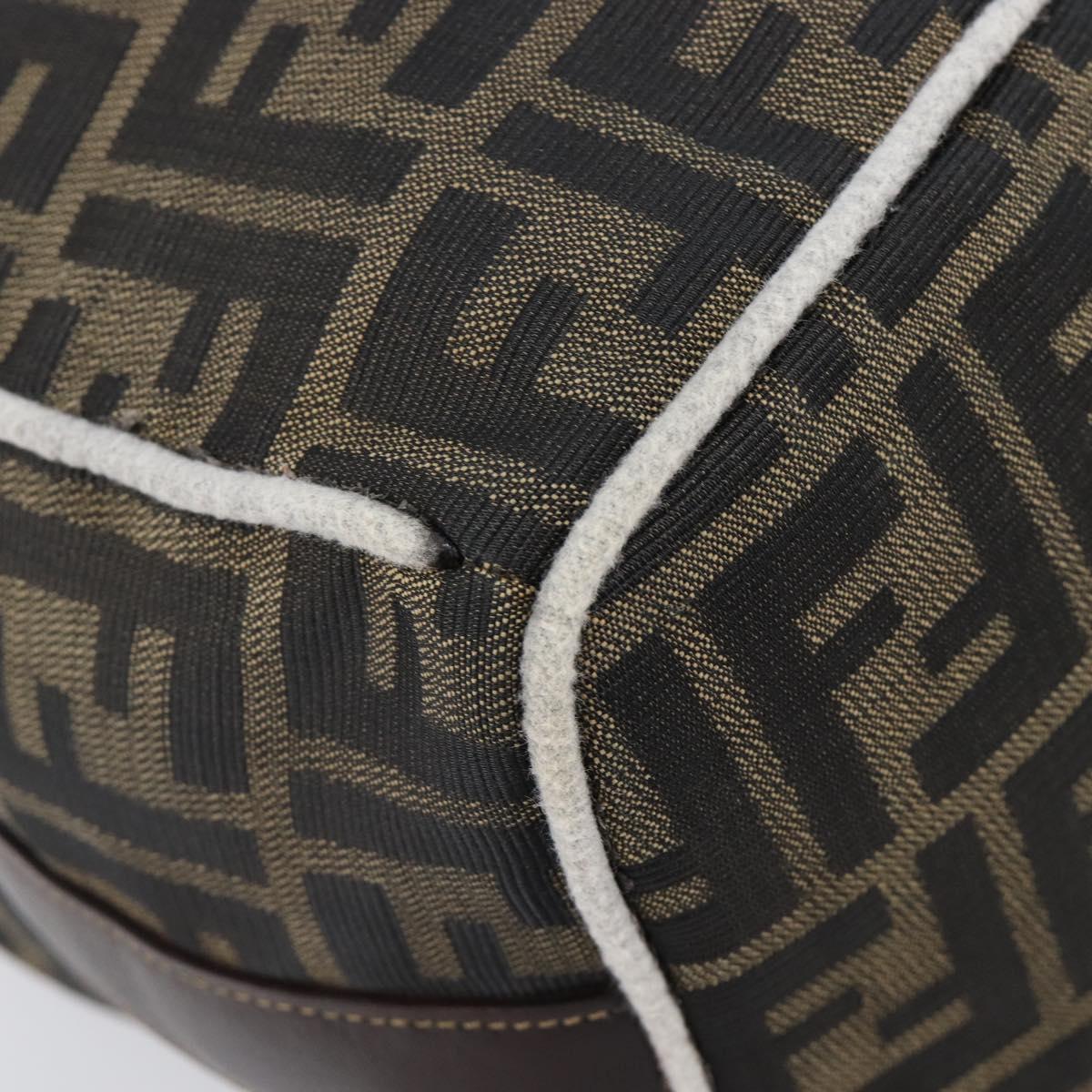FENDI Zucca Canvas Vanity Hand Bag Black Brown Auth 206079