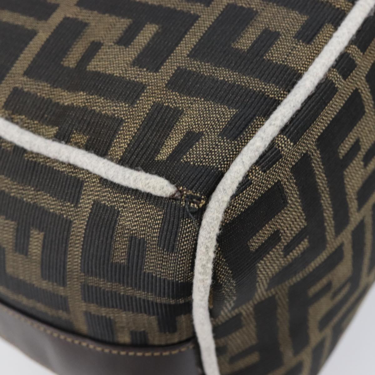FENDI Zucca Canvas Vanity Hand Bag Black Brown Auth 206079