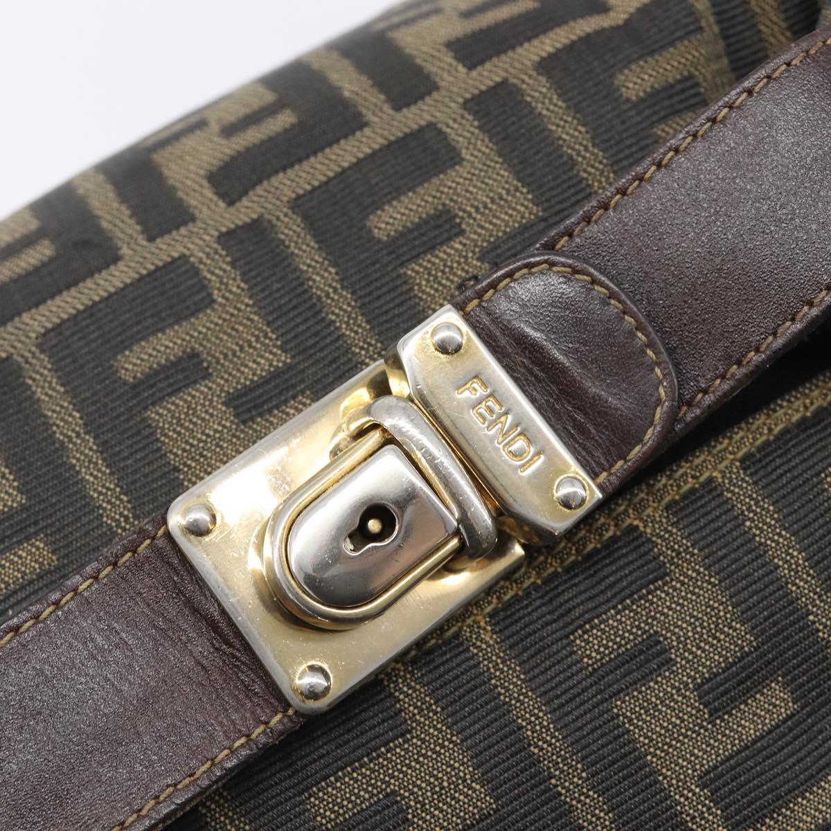 FENDI Zucca Canvas Vanity Hand Bag Black Brown Auth 206079